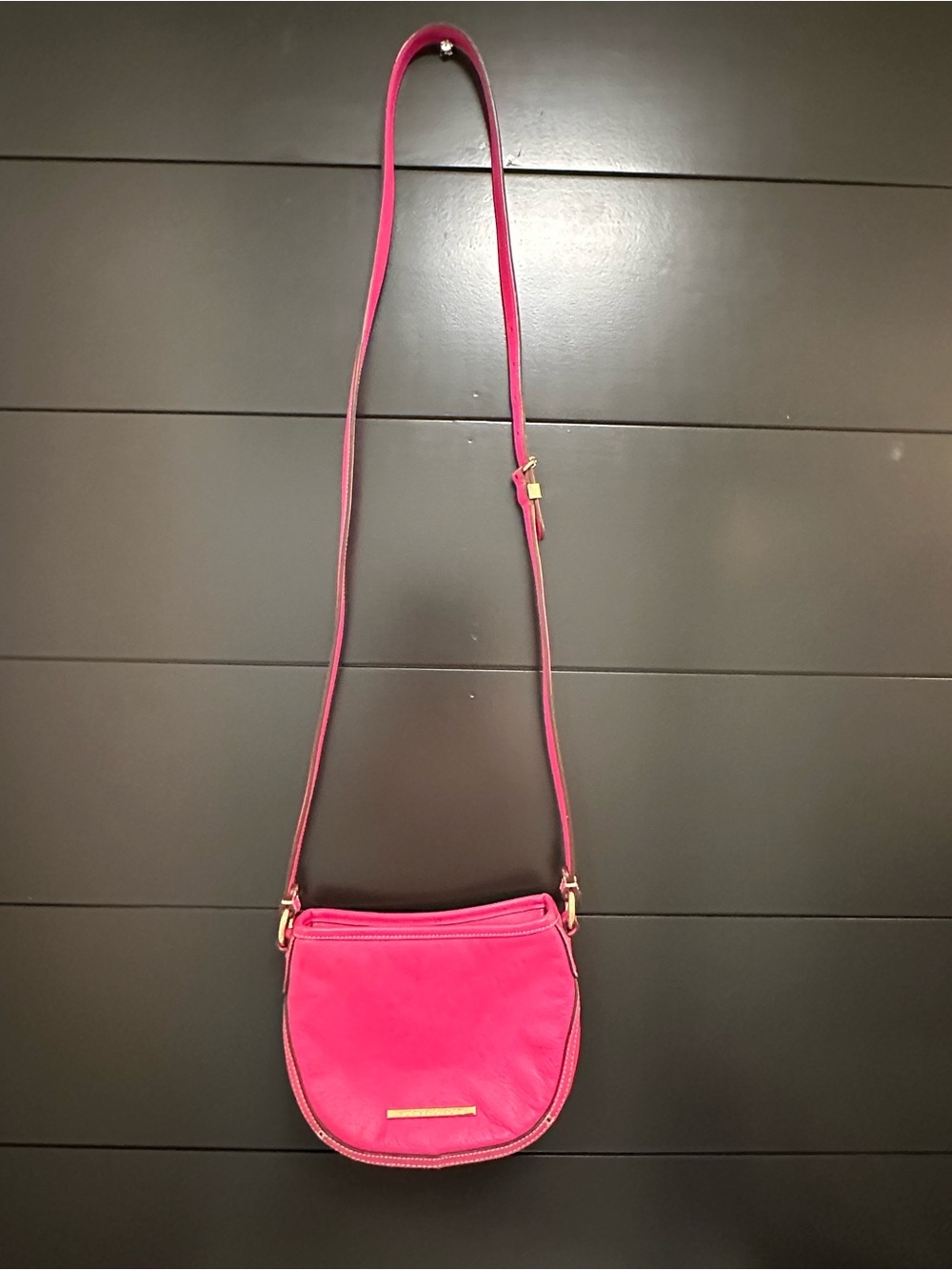 Lauren Ralph Lauren Hot Pink Crossbody Bag with Gold Hardware
